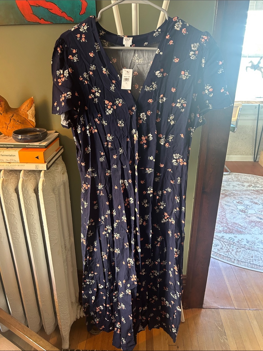 GAP Navy Floral Wrap Maxi Dress